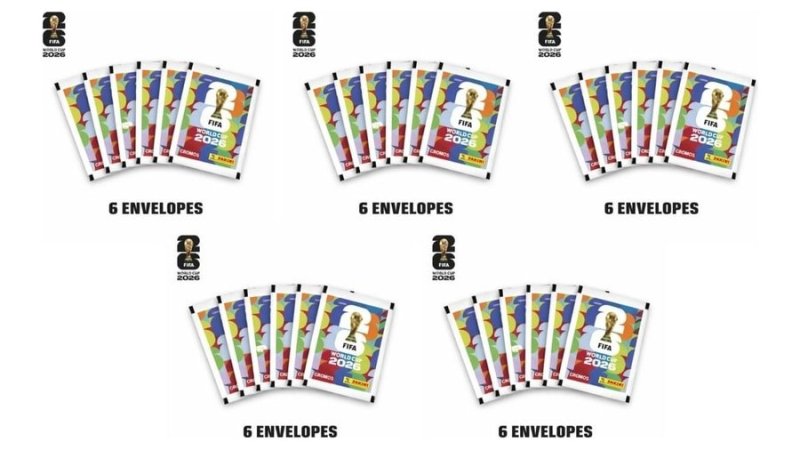 5x KIT ENVELOPE FIGURINHAS COPA DO MUNDO 2026 - 6 ENVELOPES