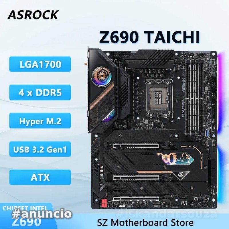 Placa mãe Asrock z690 Taichi DDR5 Intel lga1700 lga 1700 (usada)