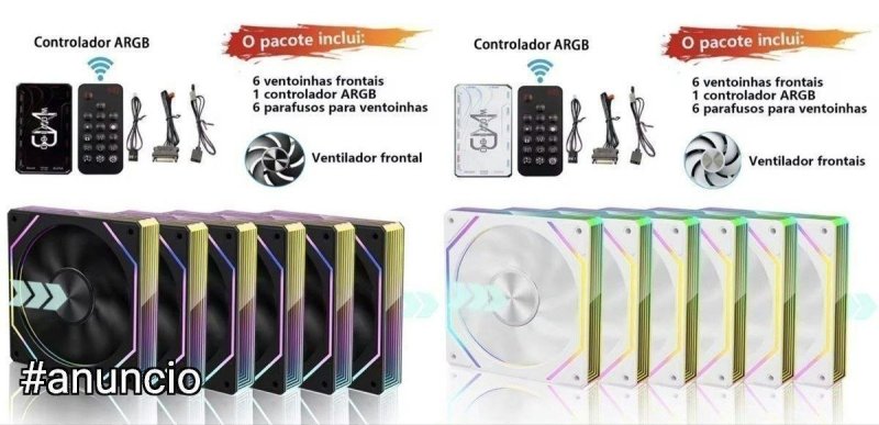 Kit 6 fans wovibo WB-LJ-120mm + controladora argb