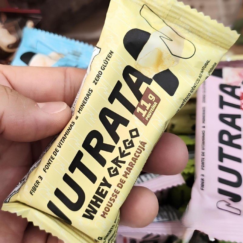 12 Barras Whey Grego Bar Nutrata Barra Proteina Mousse de Maracujá