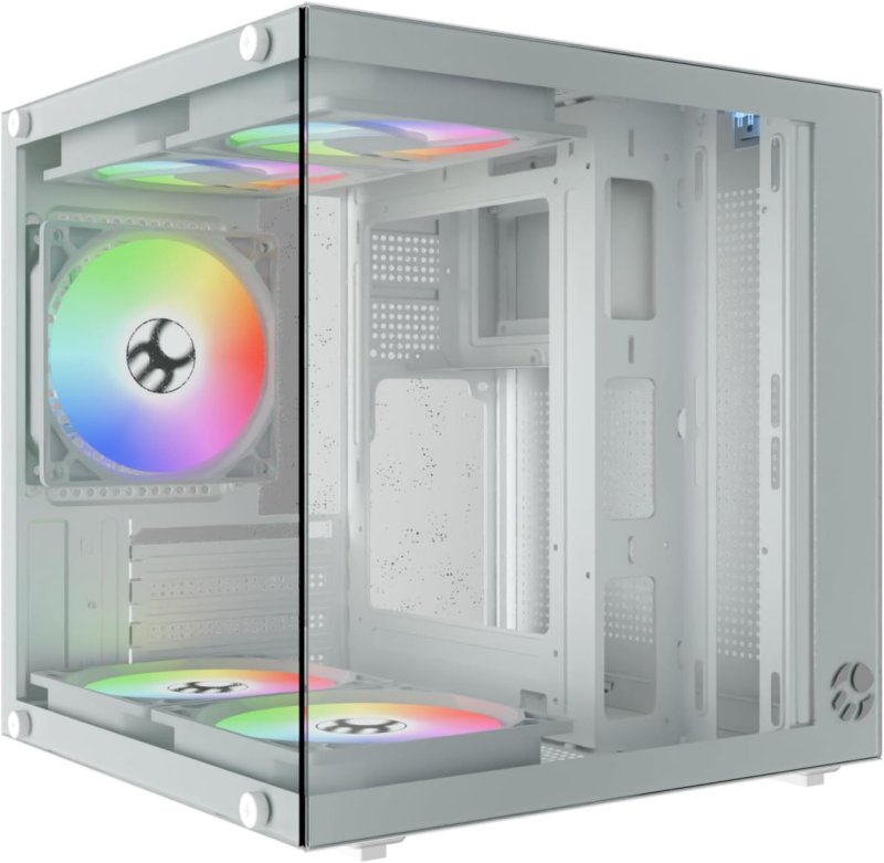 Bluecase Gabinete Gamer Aquário Life Pro MICRO-ATX, MINI-ITX com 5 Fans Rainbow Branco
