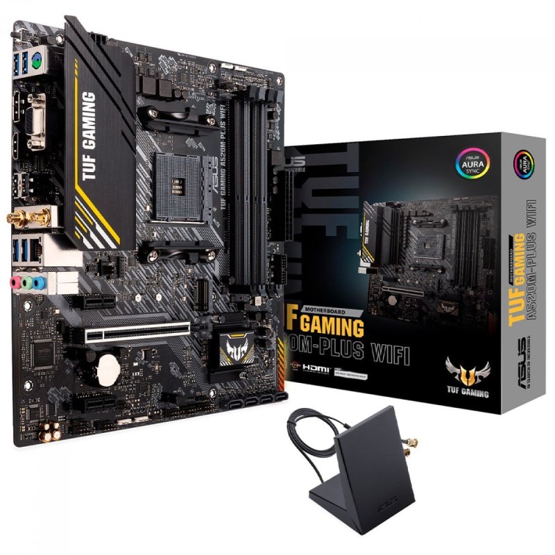 Placa-Mãe ASUS TUF GAMING A520M-PLUS WIFI, AMD AM4, RGB, mATX, DDR4