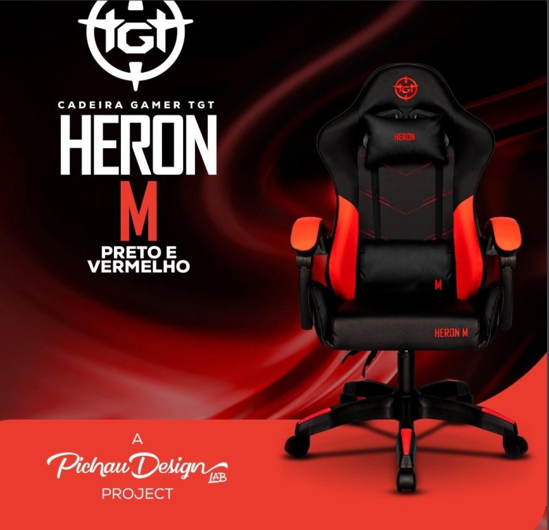 Cadeira Gamer Tgt Heron M, Preto e Vermelho, TGT-HRM-RD02