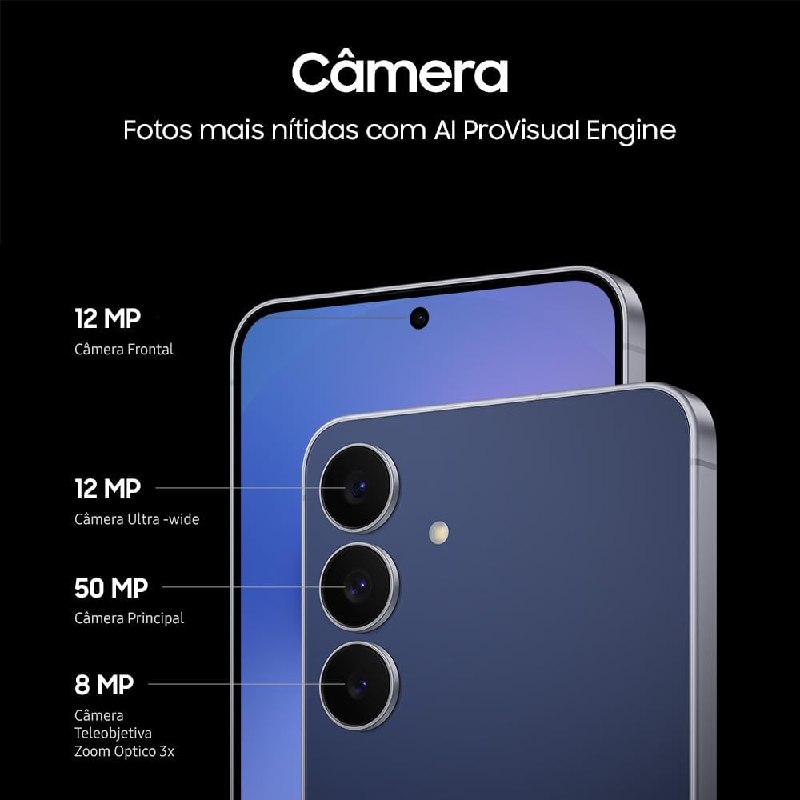 Celular Samsung Galaxy S25 FE 5G, 256GB, 8GB, Câmera Tripla - Azul Marinho