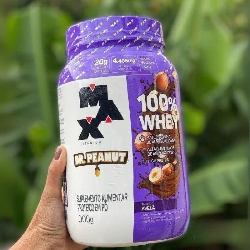 100% Whey Max Titanium x Dr. Peanut (900g) Sabor Avelã