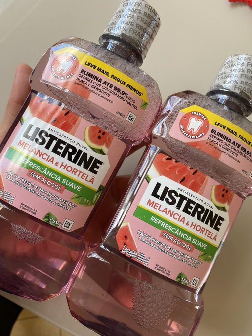 LISTERINE® Melancia & Hortelã Enxaguante Bucal Sem Álcool, 500mL + Frete Grátis