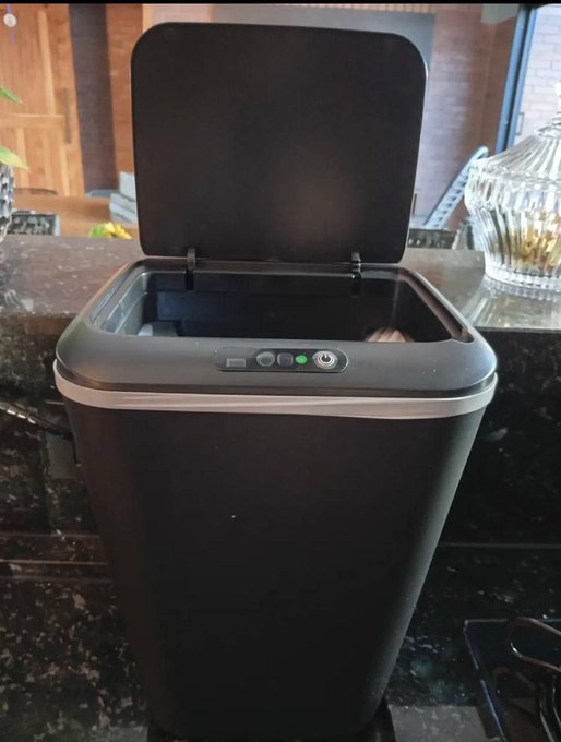 Lixeira Inteligente Sensor Automático 16l Cinza Smart Recarregável Para Banheiro E Cozinha + Frete Grátis