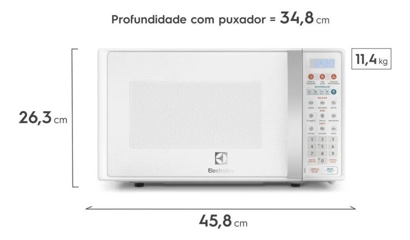 Micro-ondas Electrolux 20L Branco com Função Tira Odor e Descongelar MTO30