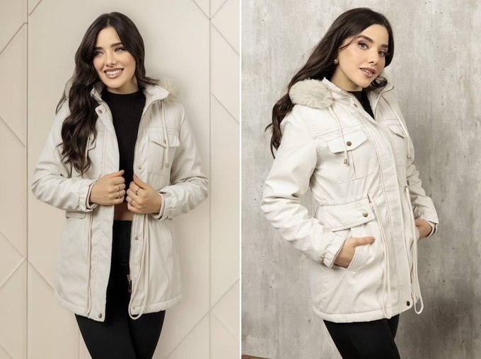 Casaco Parka de Sarja Sobretudo Forrado (3 cores)