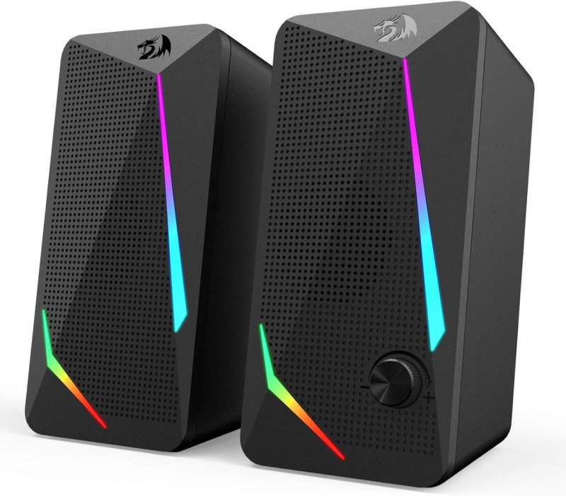 Redragon Alto-falantes de mesa GS510 RGB, alto-falante de computador PC de 2.0 canais com 4 modos de luz