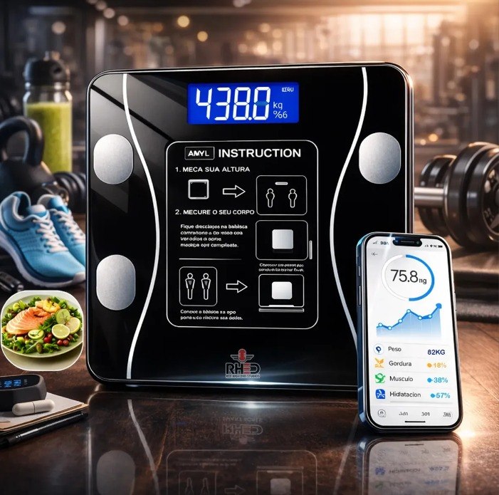 Balança Digital Bioimpedância Bluetooth Corporal Aparelho Alta Capacidade