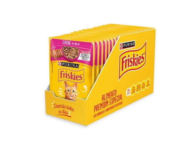 Pack Nestlé Purina Friskies Ração Úmida Para Gatos Adultos Carne Ao Molho - Com 15 Sachês 85g