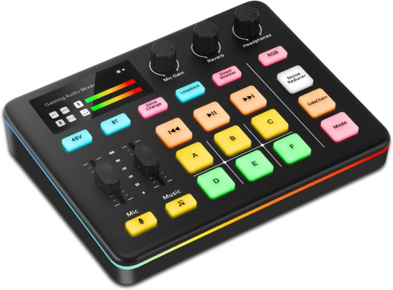 Mixer De Audio Para Gaming, Painel de Controle RGB
