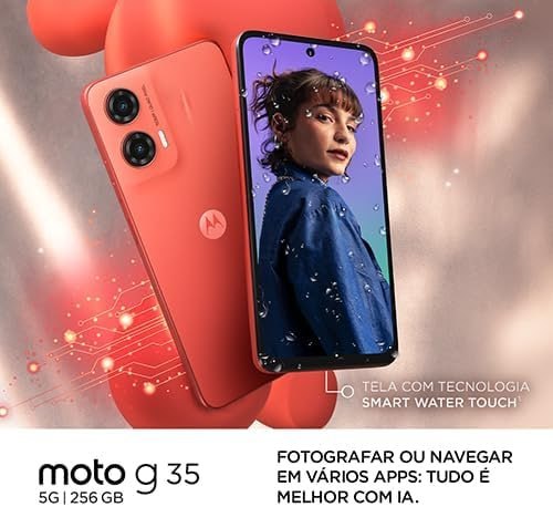 Motorola Moto G35 5G - 256GB 12GB RAM - Câmera 50MP com AI - Coral