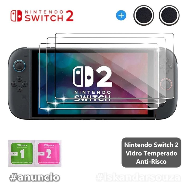 Película de Vidro Nintendo Switch 2 Tela Protetora Película