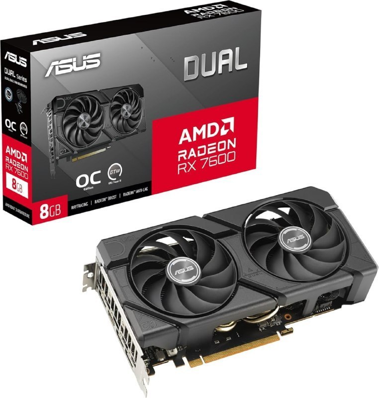 PLACA DE VIDEO ASUS DUAL RADEON RX 7600 EVO OC EDITION 8GB GDDR6 128 BITS