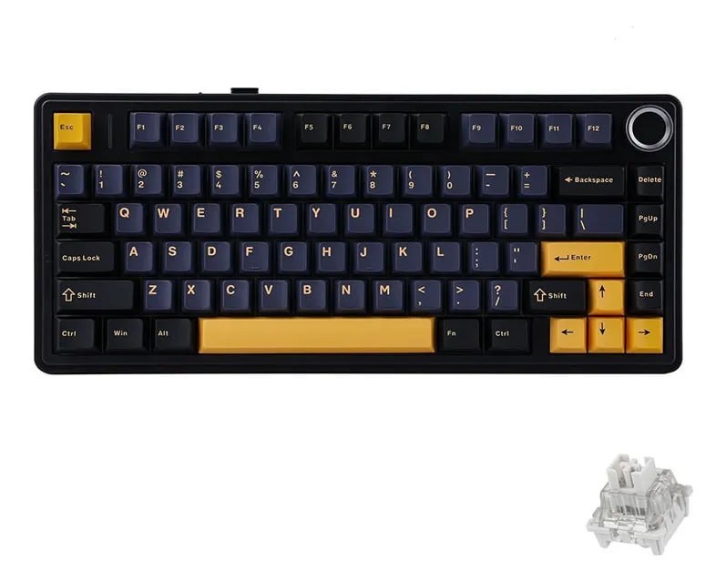 Teclado Aula F75 Sem Fio Mecânico Thunder Black Tri Mode Gasket Hot Swapp Inglês US