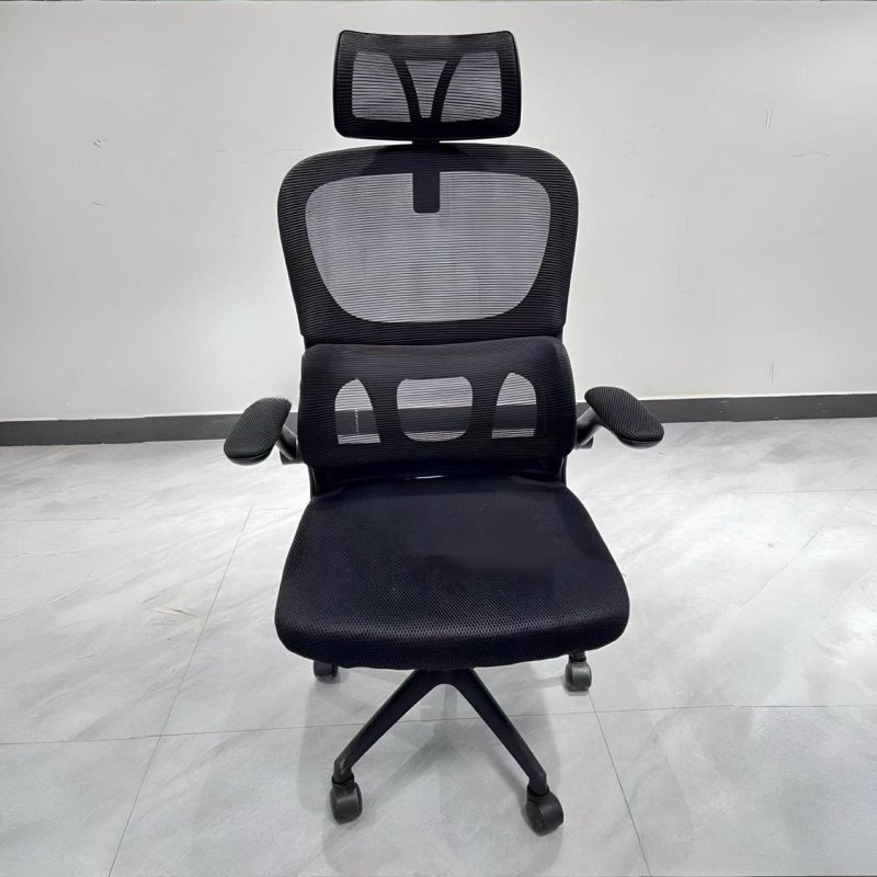 Cadeira de Escritório Ergonômica cinza Giratória com Apoio Lombar e Braços Ajustáveis