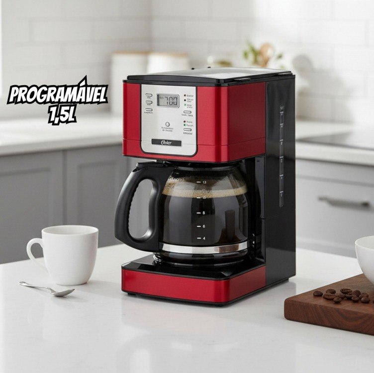 Oster Cafeteira Flavor Programável, Vermelha, 220v, + Frete Grátis
