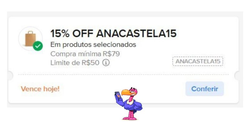 15% OFF em R$ 79, Limite de R$ 50 OFF