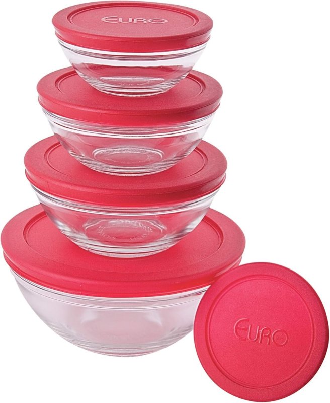 Euro Home - Conjunto de Potes de Vidro Redondos com Tampa Plástica 5 Peças