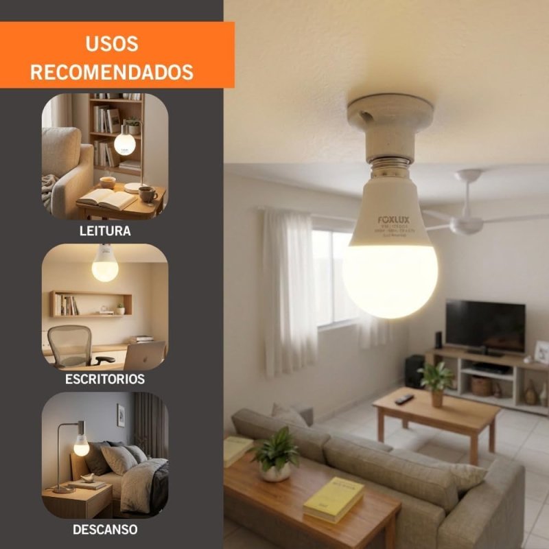 Foxlux Lâmpada LED Bulbo 9W 3000K Bivolt