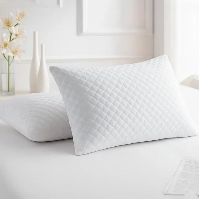 Kit C/2 Travesseiros Luxo Matelado Fibra Antialérgica 50x70 Branco + Frete Grátis