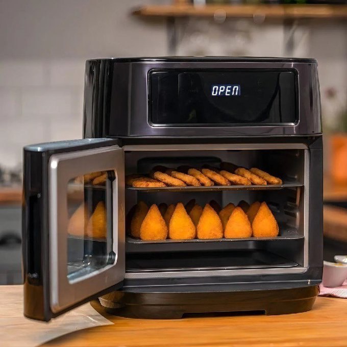 Fritadeira Elétrica Wap Air Fryer Oven Digital Black Inox 12 Litros com Revestimento Antiaderente