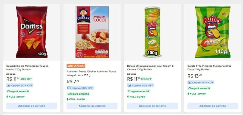50% OFF em Ruffles e Doritos
