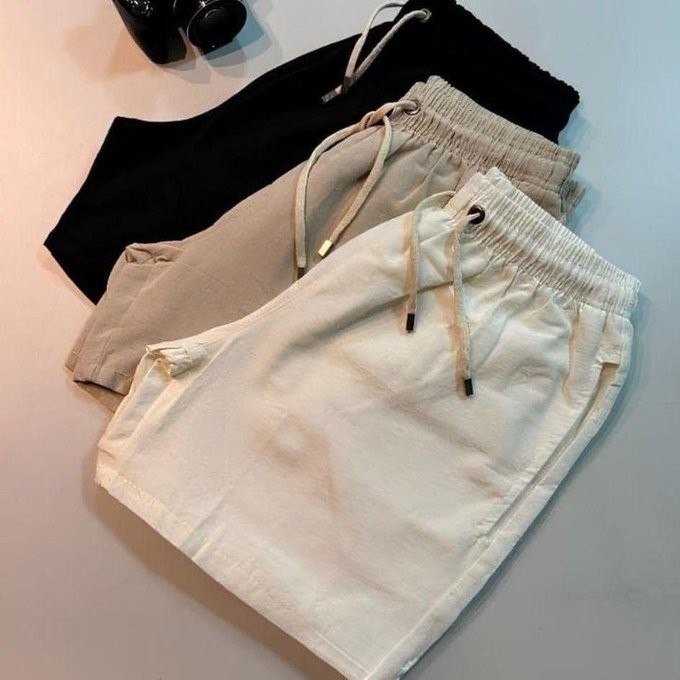 Kit com 3 Bermuda Short Masculino Linho Casual