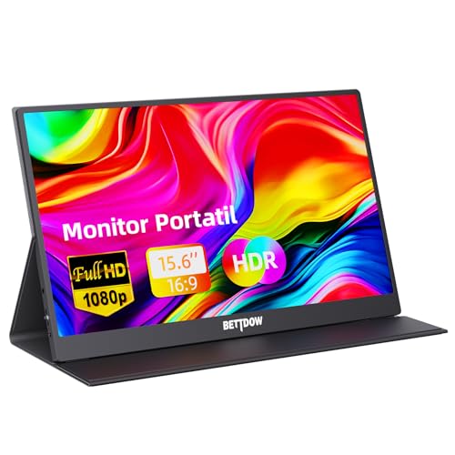 Bettdow Monitor Portátil 15,6'', FHD 1080P