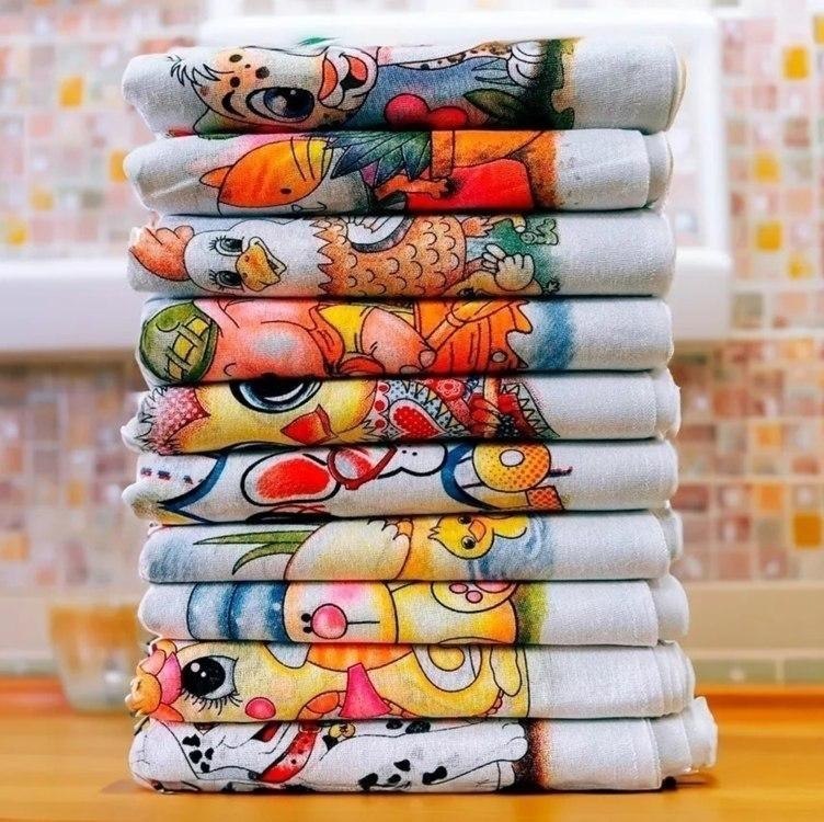 Kit 10 Pano De Prato Estampado 100% Algodão - 38cm X 63cm + Frete Grátis