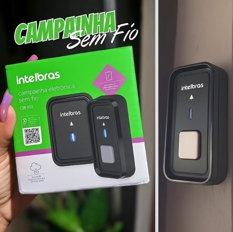 Campainha Sem Fio Cib 101 Intelbras Alcance Até 100 Metros Cor Preto