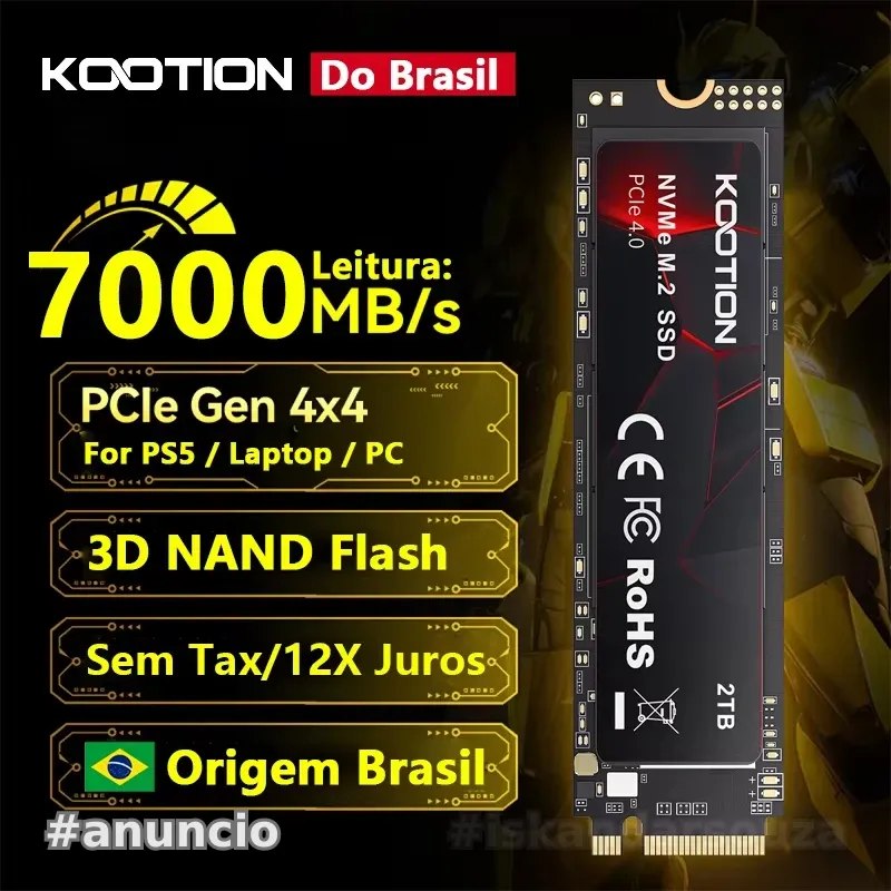 KOOTION 7000 Mbs M2 NVMe 1TB M.2 2280 Gen4 PCIe4.0x4 para PC PS5 Laptop Playstation 5