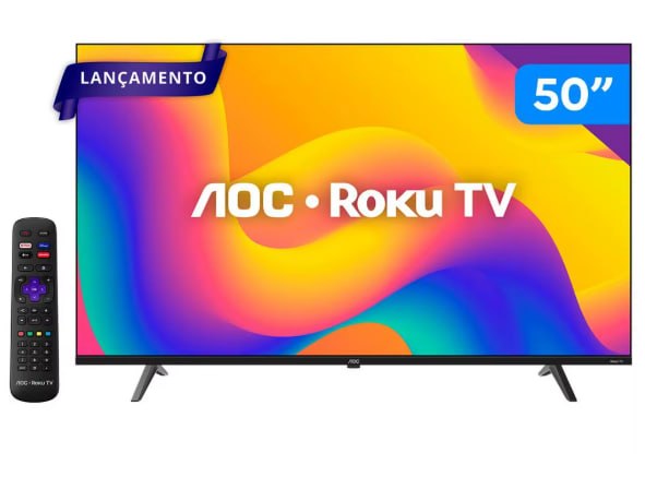 Smart TV 50" AOC 4K DLED Roku TV Quad Core 3 HDMI