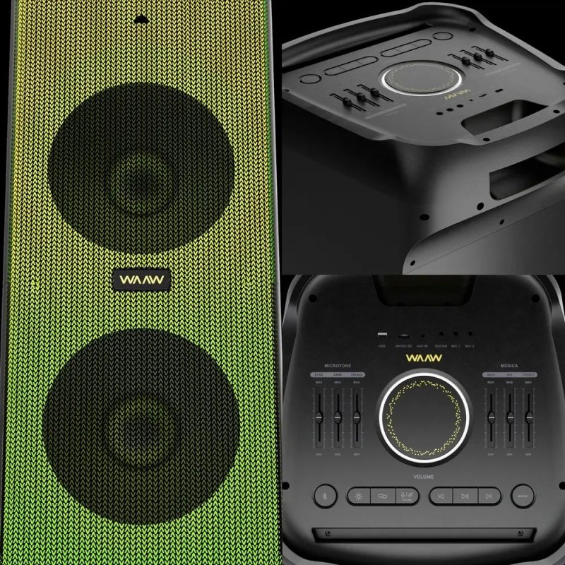 WAAW Caixa de Som Bluetooth WAAW INFINITE 1000 Com Painel LED Flames E 1000W RMS