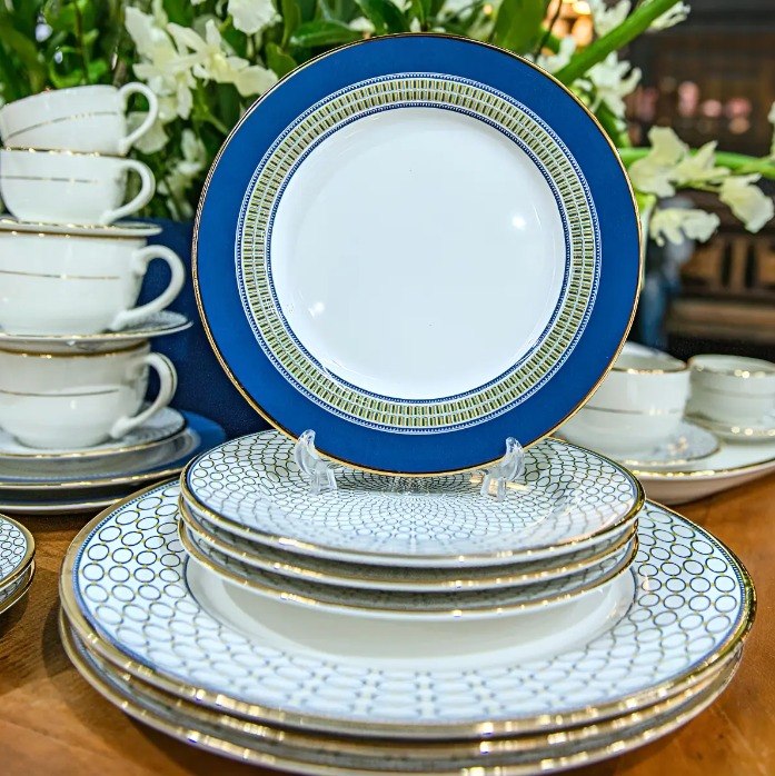 Conjunto de Pratos Sobremesa Acanthus Azul Alleanza
