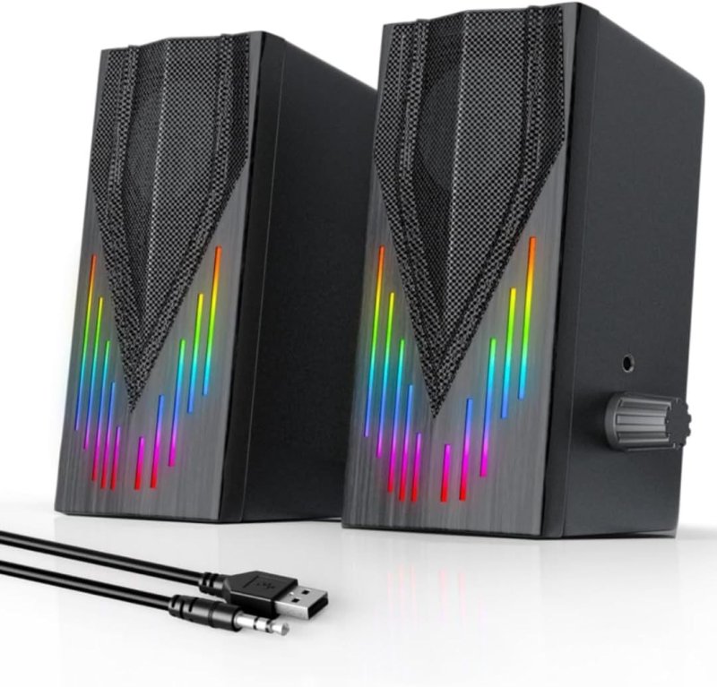 Caixa de Som Gamer RGB 30W Estéreo 2.0 USB com Entrada P2 e Saída para Fone