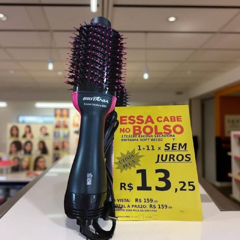 Escova Secadora Britânia Cabo Giratório Bivolt 1300W