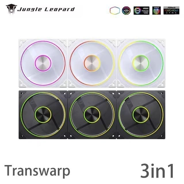 Kits Fans 3 em 1, 360mm ARGB Jungle Leopard Transwarp