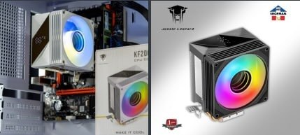 Air cooler Jungle Leopard K200 KF200 Digital RGB, preto/branco, 2 heat pipes 90mm