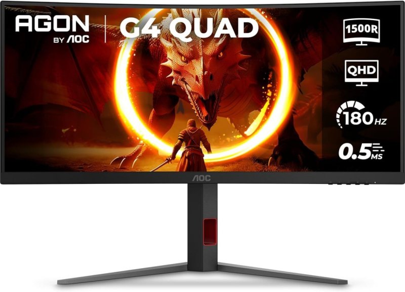 Monitor Gamer Curvo AOC AGON QUAD 34" Ultrawide WQHD 180Hz 0,5ms Base Ajustável U34G4C