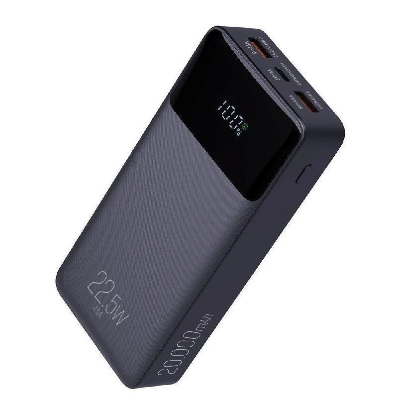 Power Bank Pro 20000mAH ELG PB200BK, Bateria Portátil Universal, Carga Rápida, Display Indicador, Entradas Micro USB e USB-C, 2 Portas USB-A, PD+QC3.0, Preto