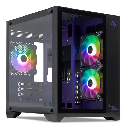 Gabinete Gamer Aquario Mancer Cv100 Purple Ed Lat De Vidro C/3f
