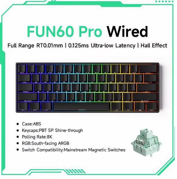 Magnetic Keyboard Esports Gaming AKKO Fun 60 PRO HE, Rapid Trigger 0.01mm, 8000Hz- RGB
