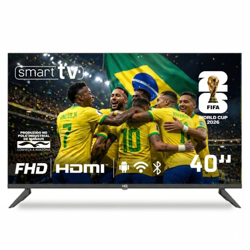 Smart Tv Hq 40" Full HD tela sem bordas Android 12 design Slim