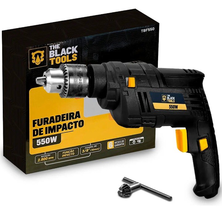 Furadeira De Impacto 3/8 Pol 550w Profissional Cor Preto + Frete Grátis