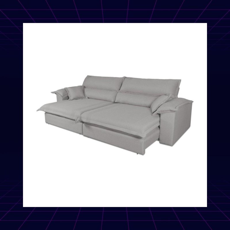 Sofá Retrátil Reclinável 2,30m Nivus Cinza c/ Molas Ensacadas - King House