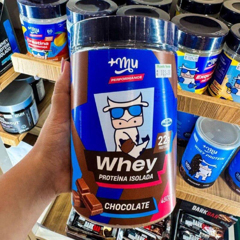 WHEY ISOLADO DA VAQUINHA +Mu Pote Whey Isolado Sabor Chocolate 22g Proteína 450g