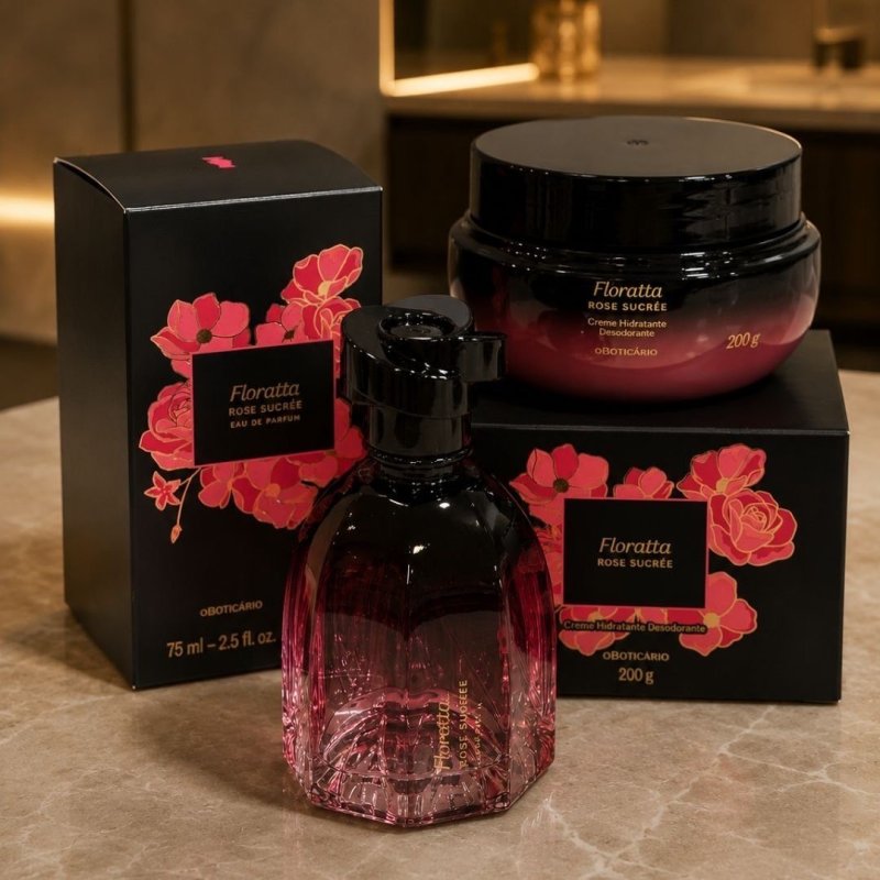 Kit Boticário Floratta Rose Sucrée - Perfume EDP 75ml e Hidratante Corporal 200g